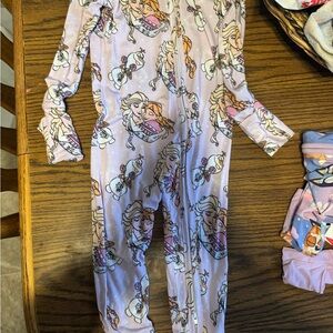 Purple Girls' One-Piece Pajamas with Princess Print bamboo
